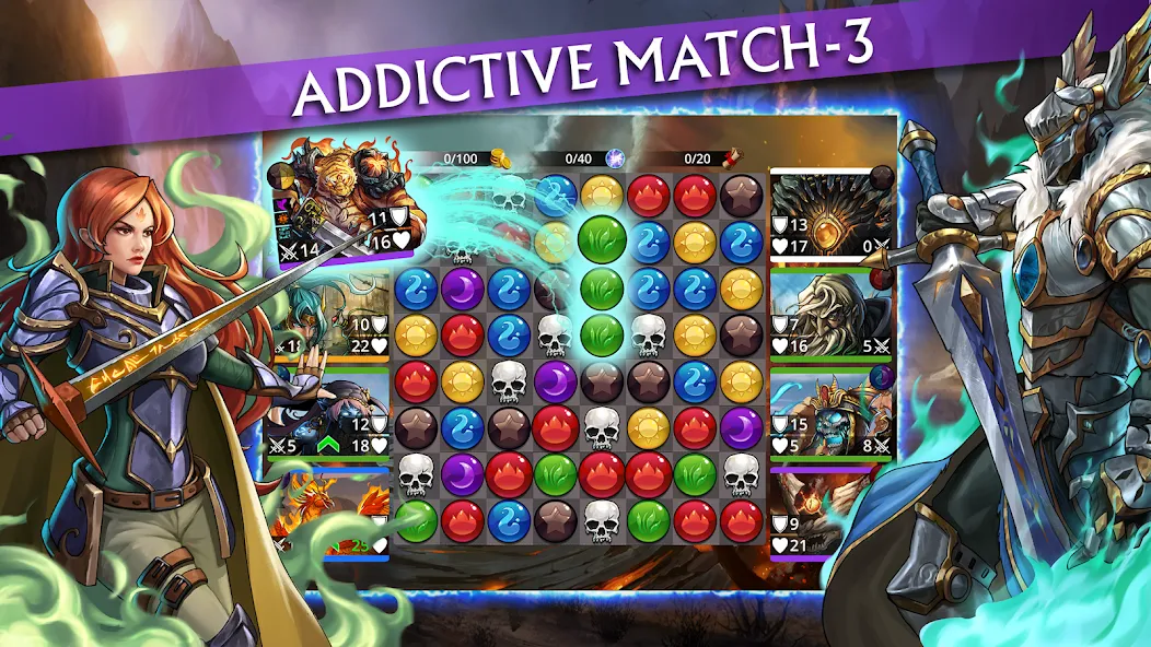 Скачать Gems of War - Match 3 RPG на Андроид — Много денег — скриншот 1
