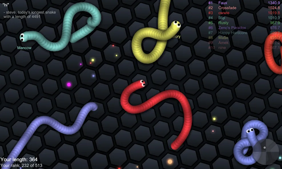Скачать slither.io на Андроид — Бессмертие и все скины — скриншот 3