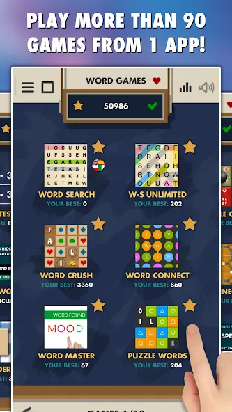 Скачать Word Games 101-in-1 (Мод: Все открыто и без рекламы) на Андроид — скриншот 1 Скачать Word Games 101-in-1 (Мод: Все открыто и без рекламы) на Андроид — скриншот 1