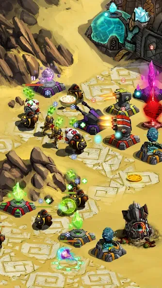 Ancient Planet Tower Defense на Андроид — Мод Много денег и кристаллов — скриншот 4