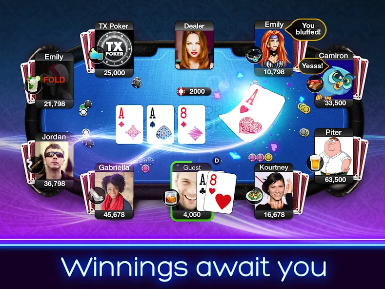 TX Poker - Texas Holdem Poker на Андроид — Бесконечные фишки — скриншот 2