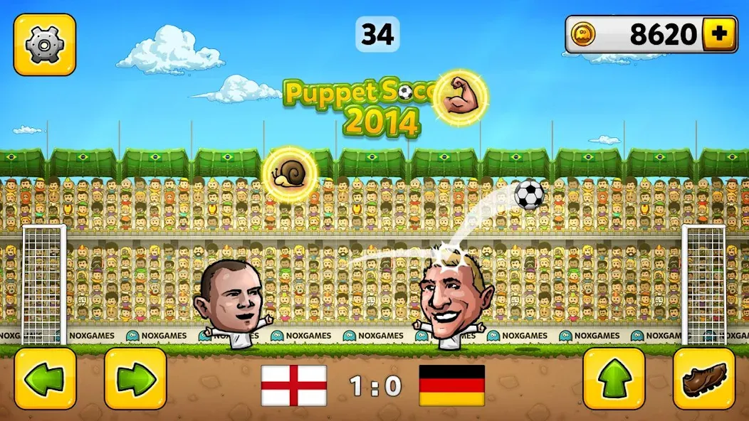 Скачать взломанную Puppet Soccer - Football — Много денег — скриншот 2 Скачать взломанную Puppet Soccer - Football — Много денег — скриншот 2