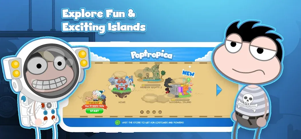 Скачать Poptropica: Fun Kids Adventure (Мод: Всё открыто) на Андроид — скриншот 1