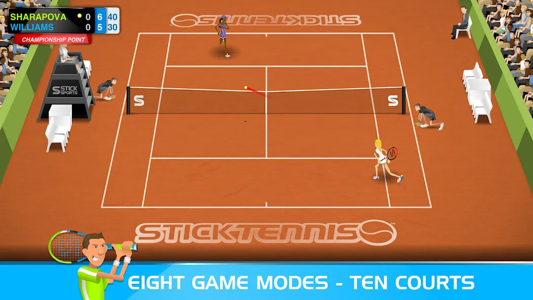 Скачать Stick Tennis — Модификация Все разблокировано — скриншот 3