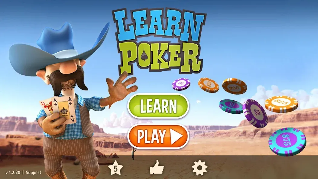 Learn Poker - How to Play на Андроид — Все уровни и подсказки разблокированы — скриншот 1