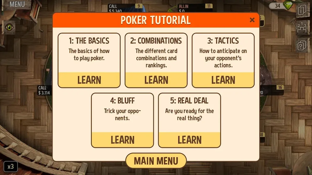 Learn Poker - How to Play на Андроид — Все уровни и подсказки разблокированы — скриншот 3