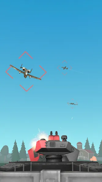 Скачать Air Defense: Airplane Shooting (Мод: Много денег и бессмертие) на Андроид — скриншот 1