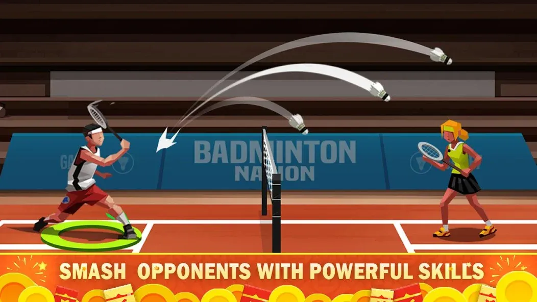 Взломанная Badminton League на Андроид — Много денег и бесконечная выносливость — скриншот 2