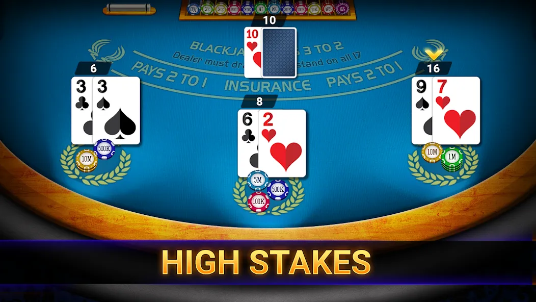 Blackjack 21: online casino — Мод: Много денег и фишек — скриншот 2
