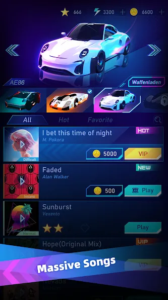 Music Racing GT: EDM & Cars MOD — Много денег и все машины разблокированы на Андроид — скриншот 2