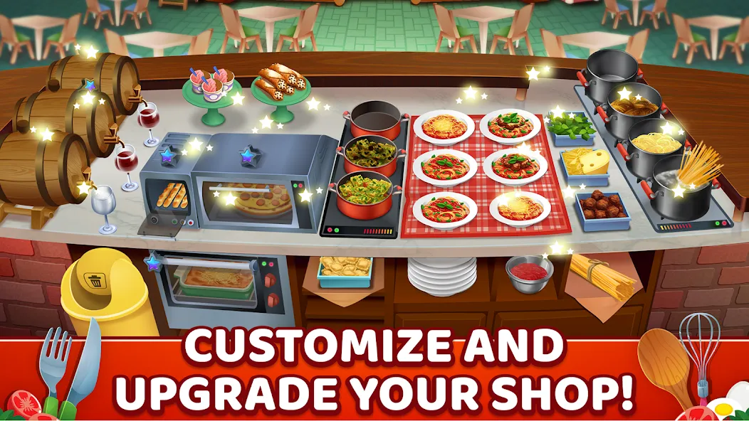 Скачать взлом My Pasta Shop: Cooking Game на Андроид — Много денег — скриншот 4 Скачать взлом My Pasta Shop: Cooking Game на Андроид — Много денег — скриншот 4