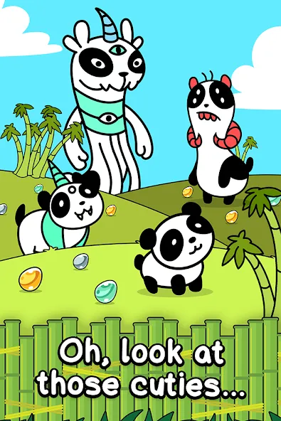 Скачать взломанную Panda Evolution: Idle Clicker — Много денег и алмазов — скриншот 1