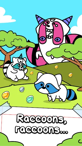 Raccoon Evolution: Idle Mutant MOD APK на Android — Много денег и кристаллы — скриншот 1