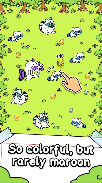 Raccoon Evolution: Idle Mutant MOD APK на Android — Много денег и кристаллы — скриншот 2