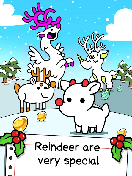 Скачать взлом Reindeer Evolution: Idle Game на Андроид — Много денег — скриншот 5