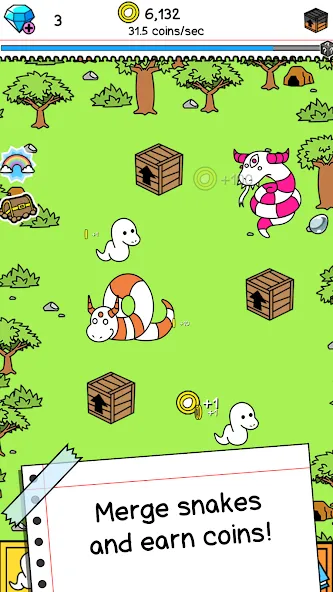 Snake Evolution: Idle Merge IO (Мод Бесконечные деньги и золото) — скриншот 2