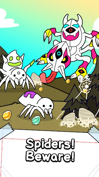 Spider Evolution: Idle Game MOD — Много денег на Андроид — скриншот 1