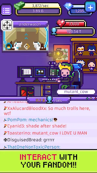 Скачать взломанную xStreamer: Idle Simulator Game — Много денег — скриншот 4