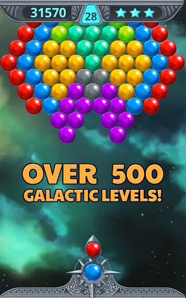 Bubble Shooter Space MOD APK — Много монет и энергии — скриншот 1