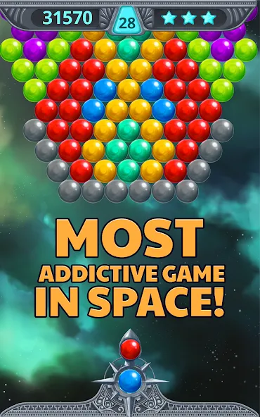 Bubble Shooter Space MOD APK — Много монет и энергии — скриншот 2