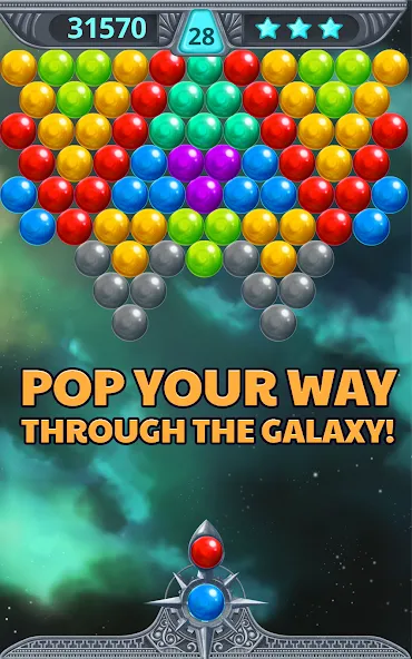Bubble Shooter Space MOD APK — Много монет и энергии — скриншот 3