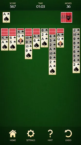 Скачать Spider Solitaire: Card Game — Все уровни разблокированы — скриншот 3