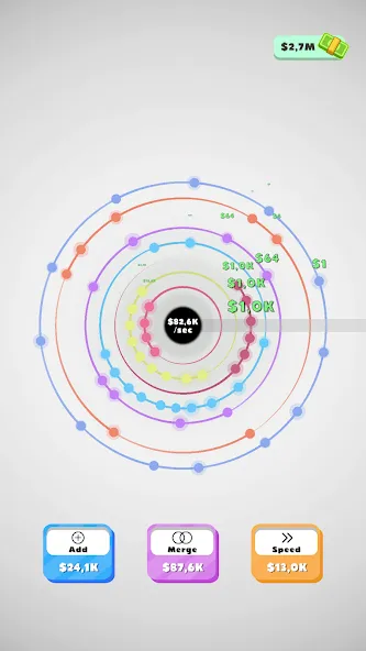 Idle Orbiters на Андроид — Мод Много денег и бесконечные ресурсы — скриншот 1