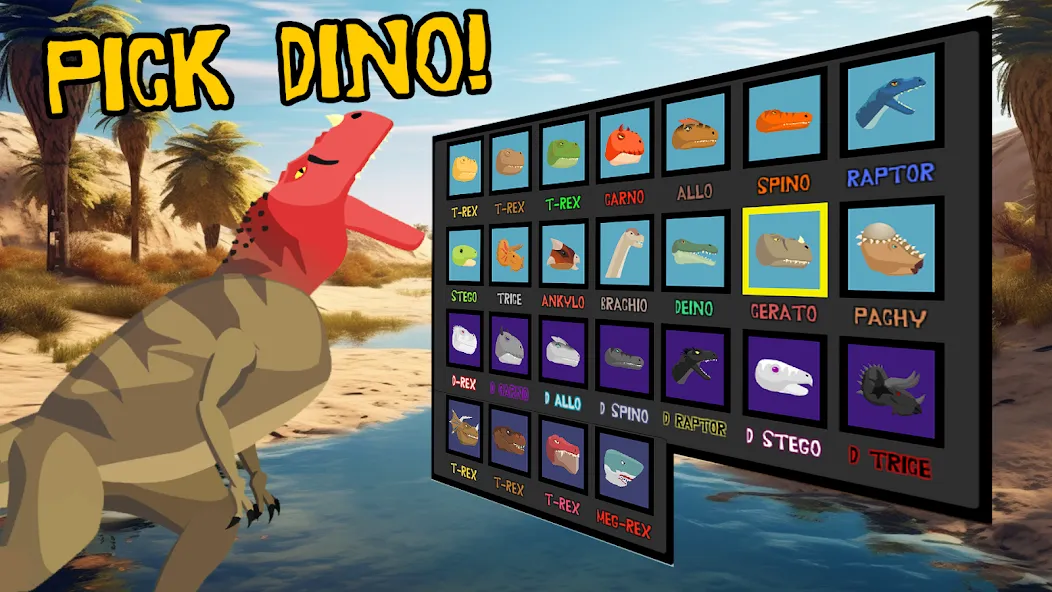T-Rex Fights Dinosaurs — Мод: Много денег и кристаллов — скриншот 2 T-Rex Fights Dinosaurs — Мод: Много денег и кристаллов — скриншот 2