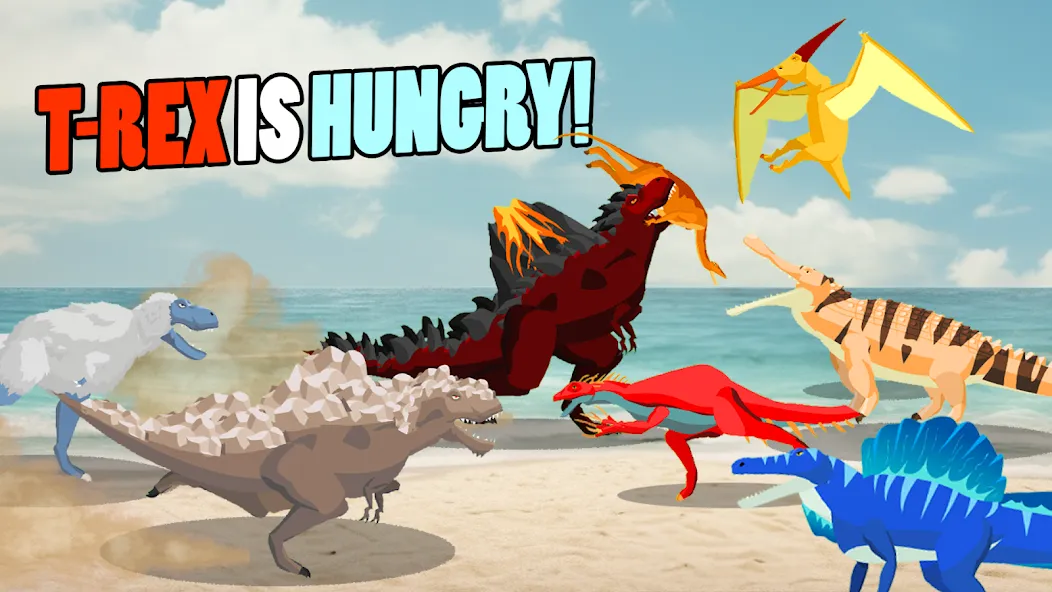 Скачать T-Rex Fights More Dinosaurs — Последняя версия (Много денег и бессмертие) — скриншот 1 Скачать T-Rex Fights More Dinosaurs — Последняя версия (Много денег и бессмертие) — скриншот 1