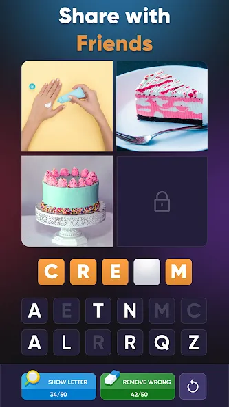 4 Pics 1 Word: Guessing Games на Андроид — Все уровни разблокированы — скриншот 3