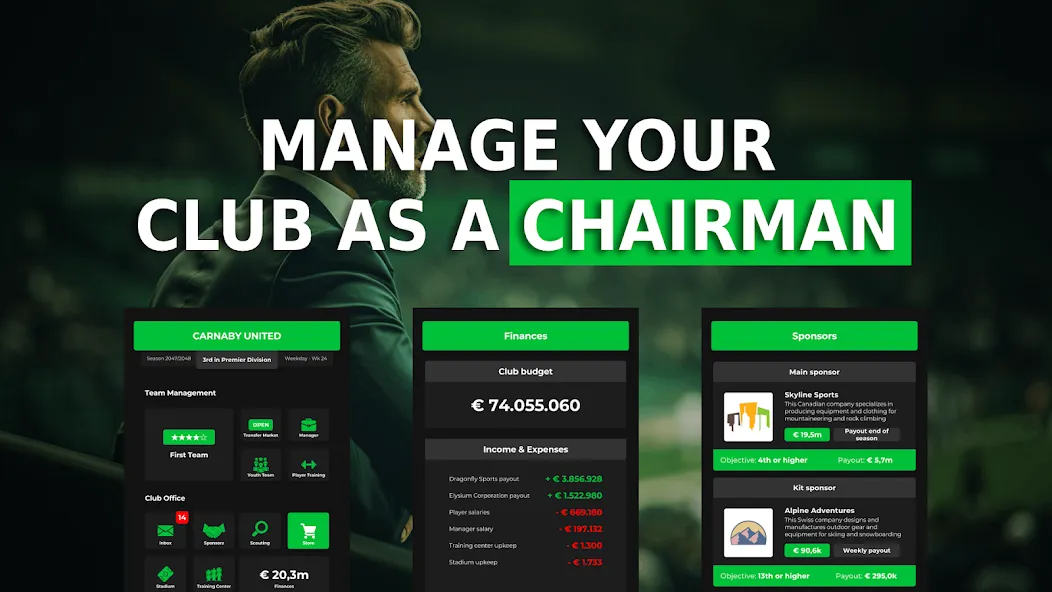 Скачать Club Boss - Soccer Game MOD APK — Много денег — скриншот 1