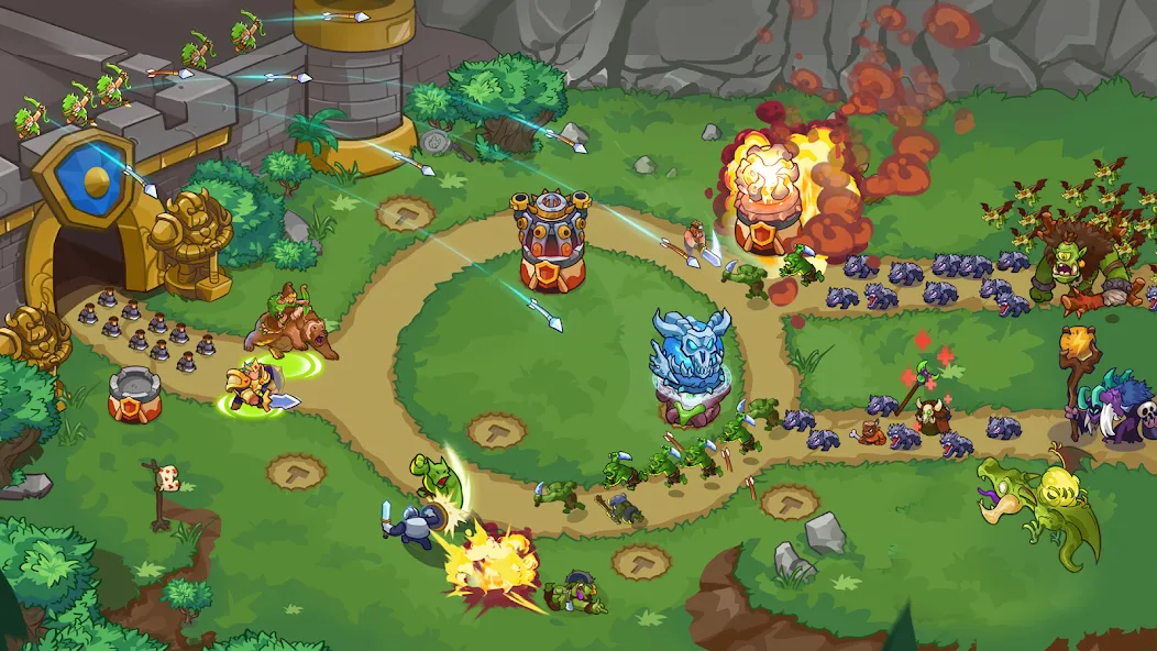 Взломанная King of Defense 2: Epic TD на Андроид — Много денег и кристаллов — скриншот 1