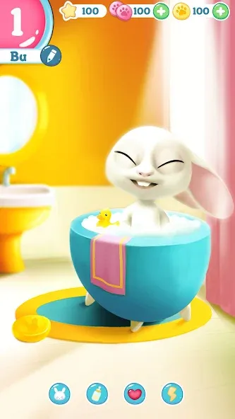 Скачать взломанную Bu Bunny - Cute pet care game — Много денег — скриншот 2 Скачать взломанную Bu Bunny - Cute pet care game — Много денег — скриншот 2