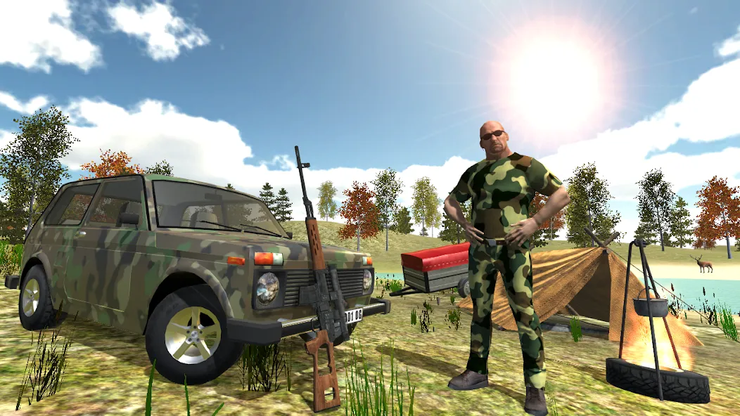 Скачать взлом Hunting Simulator 4x4 на Андроид — Много денег — скриншот 1