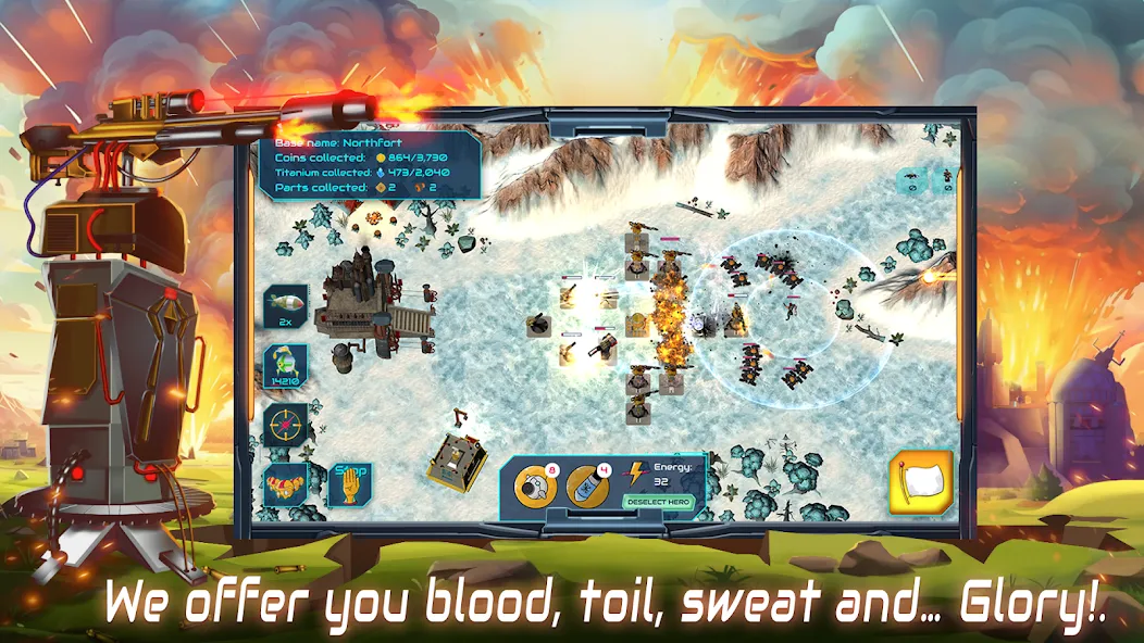 Boulder Base: Defense Strategy — Взломанная версия (Много денег и кристаллов) — скриншот 3
