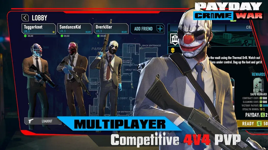 PAYDAY: Crime War MOD — Много денег на Андроид — скриншот 5