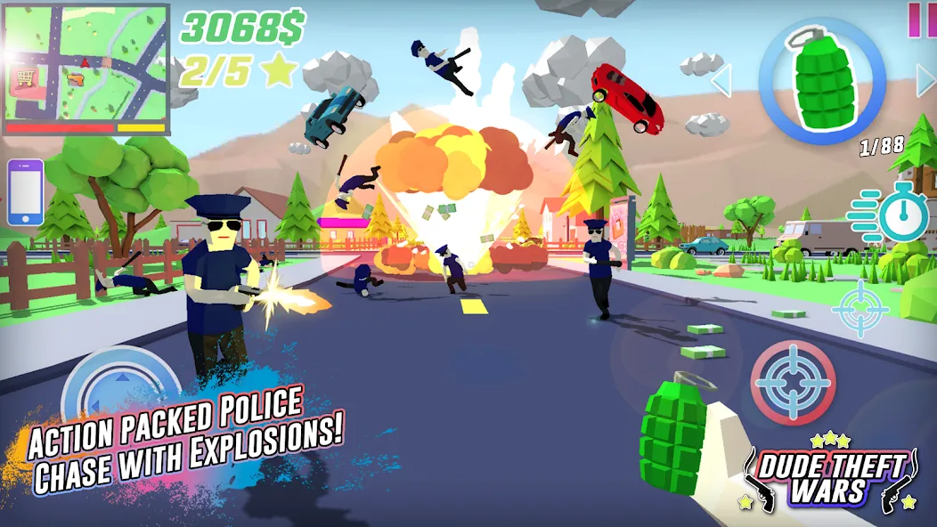 Взломанная Dude Theft Wars Shooting Games на Андроид — Много денег — скриншот 1
