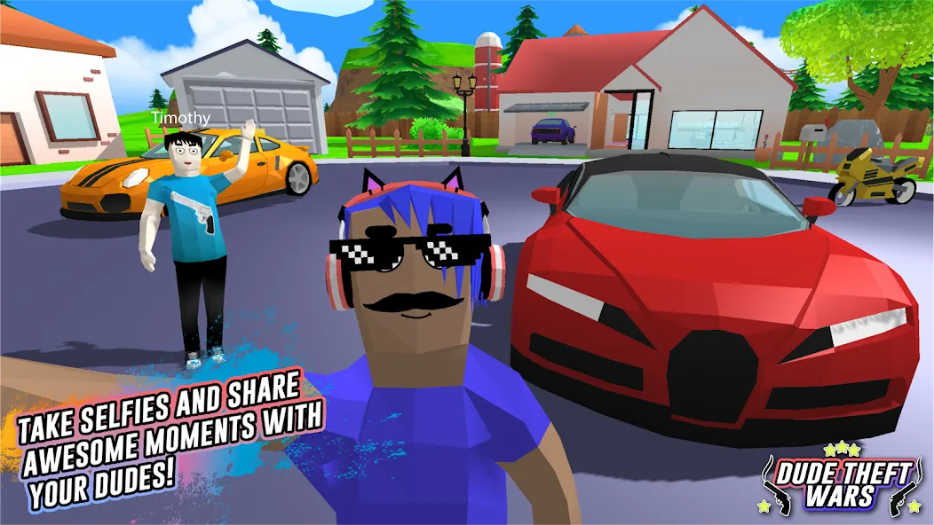Взломанная Dude Theft Wars Shooting Games на Андроид — Много денег — скриншот 4