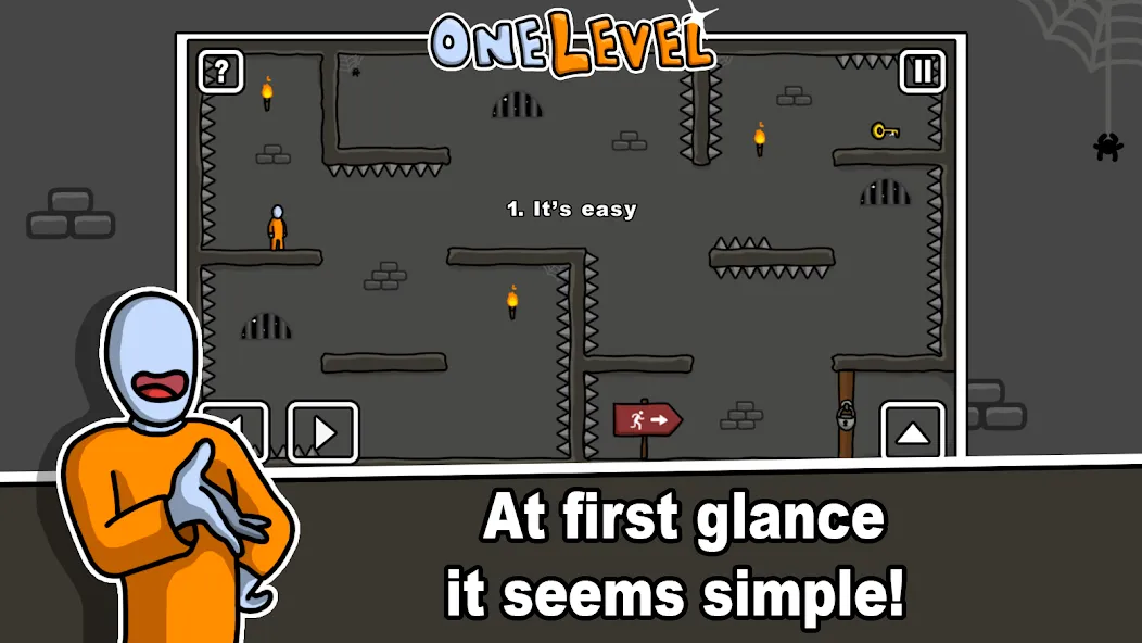One Level: Stickman Jailbreak (Мод Много денег) — скриншот 1