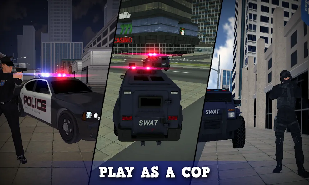 Скачать взлом Justice Rivals 3 Cops&Robbers на Андроид — Много денег — скриншот 1
