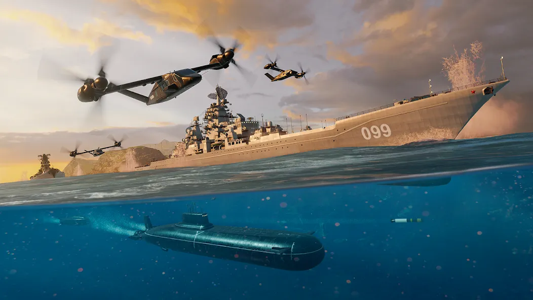 Modern Warships: Naval Battles MOD APK на Android — Много денег и золота — скриншот 4