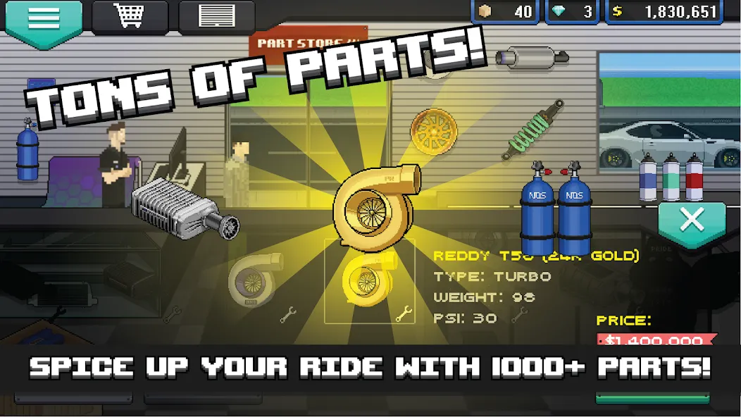 Pixel Car Racer MOD APK — Много денег и алмазов — скриншот 2