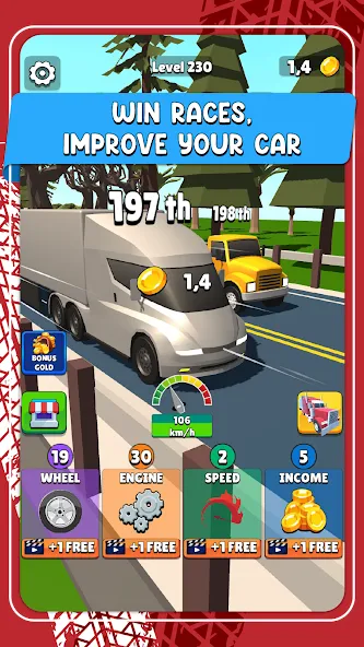Скачать Idle Truck Racing : Cybertruck на телефон — Много денег — скриншот 2