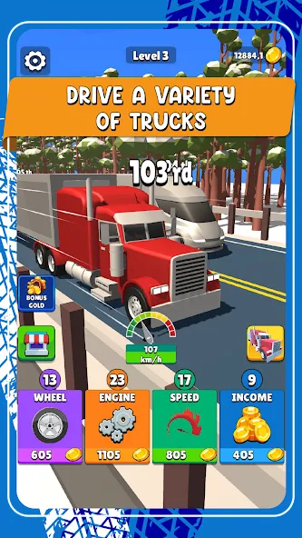 Скачать Idle Truck Racing : Cybertruck на телефон — Много денег — скриншот 3