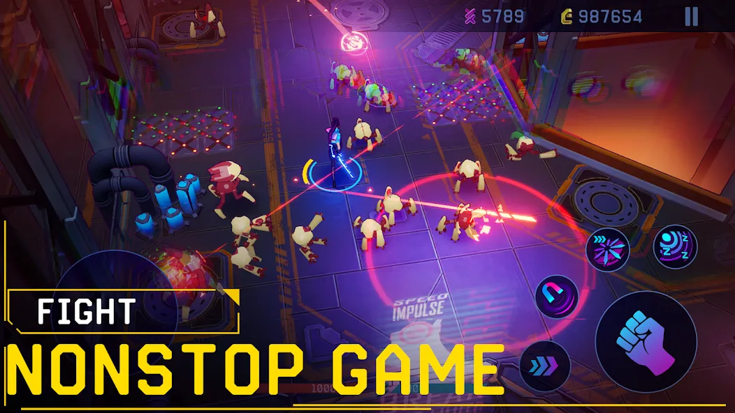 Rush Angel - Cyberpunk RPG Mod APK Много денег и бессмертие — Скачать на Андроид — скриншот 5