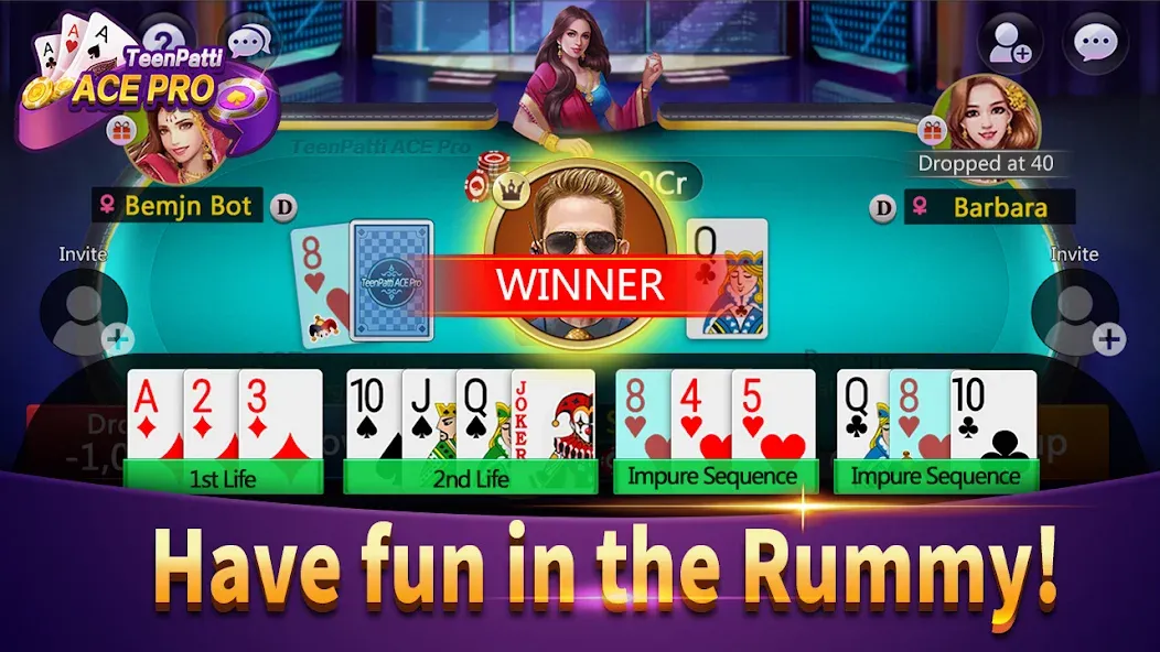 Взломанная Teenpatti Ace Pro -poker,rummy на Андроид — Множество денег — скриншот 4