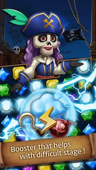 Взломанная Jewels Ghost Ship: jewel games на Андроид — Много денег и ходов — скриншот 4