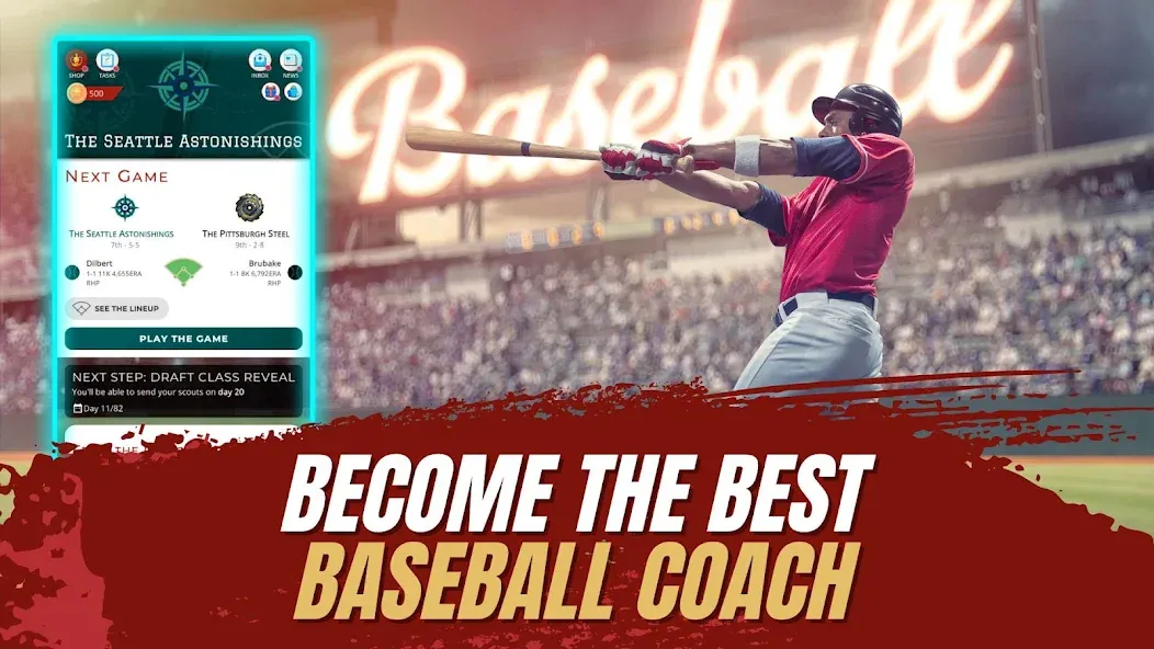 Скачать Astonishing Baseball Manager — Бесконечные деньги — скриншот 1