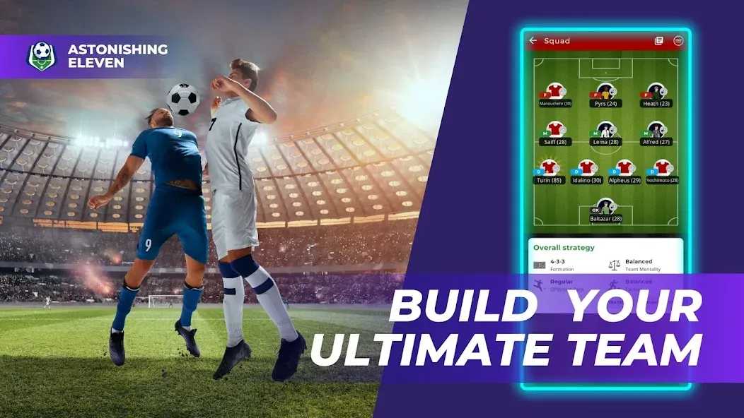 Скачать Astonishing Eleven Football на Андроид — Много денег — скриншот 2
