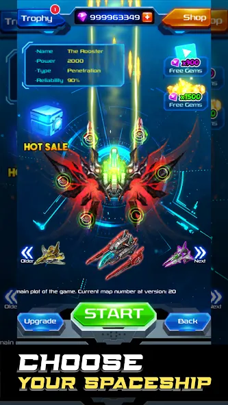 Galaxy Attack: Space Shooter Mod APK Много денег и кристаллов — Скачать на Андроид — скриншот 2